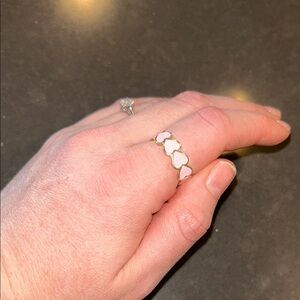 Pink heart .925 sterling silver/14kt gold plated ring (size 9)